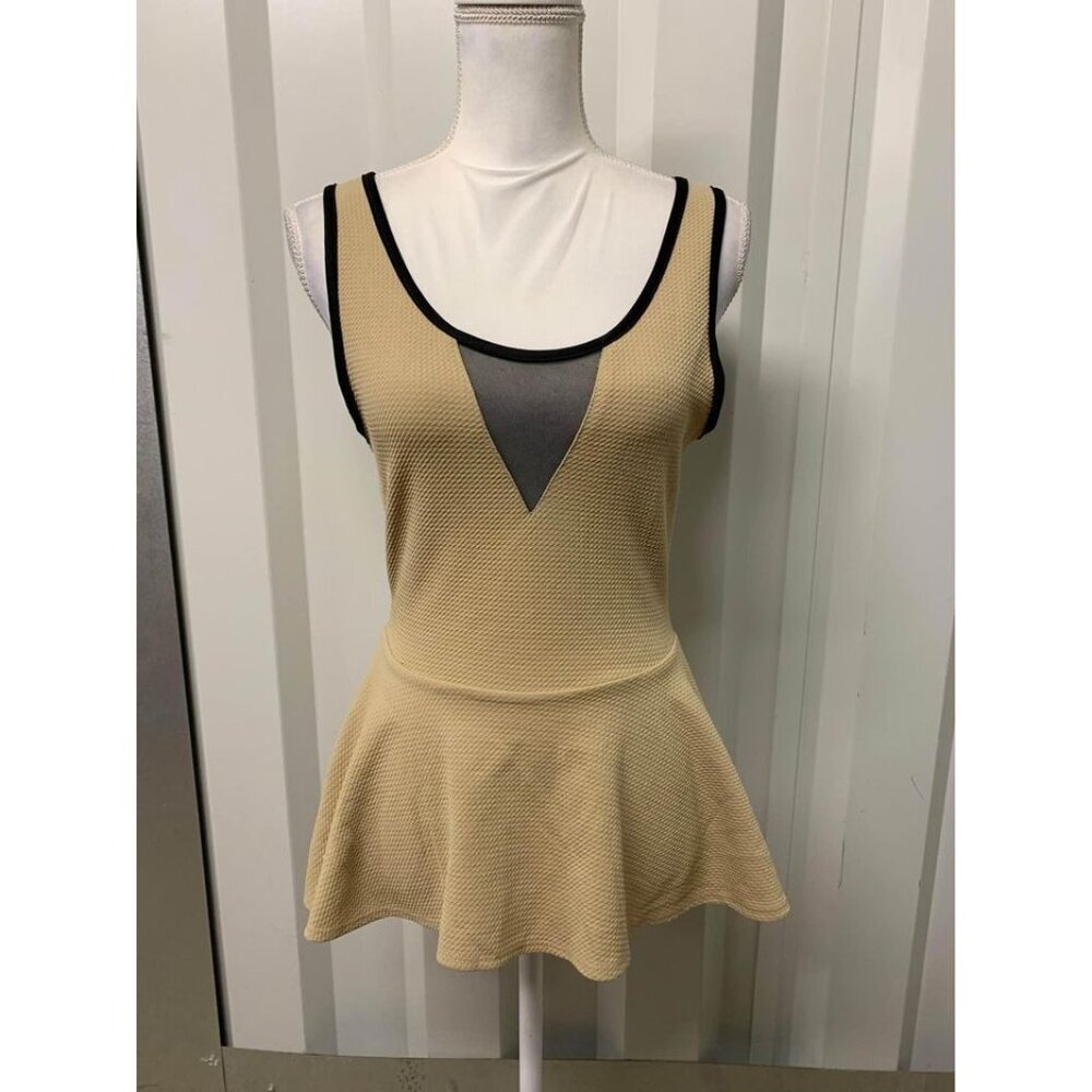 VTG Say Anything Blouse Business Casual Y2K Boho Tank Top Beige Size Medium